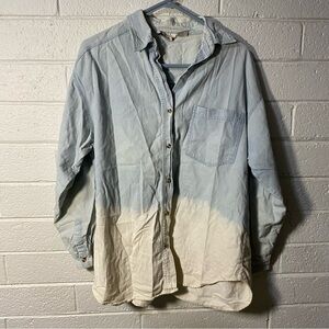 Vintage 100% Cotton Clementine Denim Ombré Button zip Shirt Longsleeve Women’s L